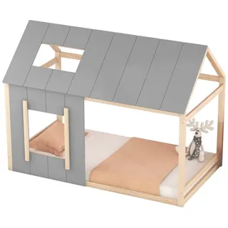 Flieks Hausbett mit Rausfallschutz 90 x 200 cm natur
