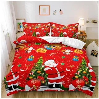 LuxusKollektion Bettwäsche Weihnachts-Bettwäsche 135x200 Mikrofaser Santa Claus