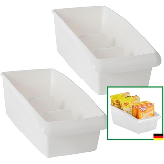 Novaliv, Aufbewahrungsbox, Suppentütenbox groß 2er Set Schubladen Organizer Küche - 25 x 16 cm WEISS Gewürzaufbewahrung