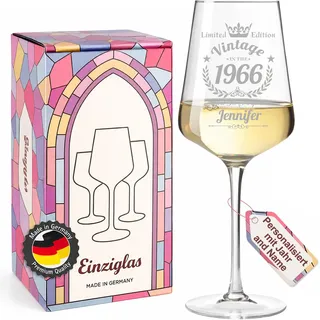 glastal 1966 60 Geburtstag Geschenk Frauen Personalisiert Weinglas mit Gravur mit Jahr und Namen, 560ml Weinglas Rotweinglas 60 Geburtstag Geschenk für Weinliebhaber Frauen zum Jubiläen Muttertag
