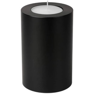 Sin! Teelichthalter Trend schwarz - ∅ 8 cm - Höhe 12 cm, Dauerkerze mit Teelicht in Kerzenform - Teelichtkerze in Kerzenoptik - Kunststoffkerze mit Teelichteinsatz.