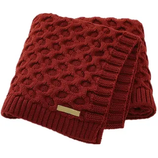 Surwin Strickdecke Babydecke Kuscheldecke Baumwolle, Mädchen und Jungen Babys Gestrickt Kinderdecke Freien Krabbeldecke Perfekt für Kinderwagen Babybett (80x100cm,Ziegelrot)