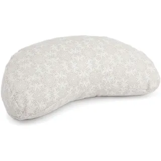 Bodhi Meditationskissen Yogi Mond | Maharaja Collection | Halbmond Yogakissen mit Buchweizenfüllung | Bedruckter Bezug aus 100% Baumwolle | Kissen für Yoga & Meditation | ecru/Madurai