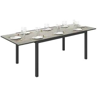 Outsunny Gartentisch Ausziehbarer Esstisch für 6-8 Personen, 160/240 x 90cm Aluminium Balkontisch mit Holzoptik Wetterfest Terrassentisch Outdoor Buffettisch