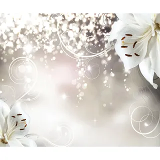 decomonkey Fototapete Blumen Lilien Abstrakt 300x210 cm XL Tapete Wandbild Wandbild Bild Fototapeten Tapeten Wandtapete Wandtapete Orchidee Abstrakt beige