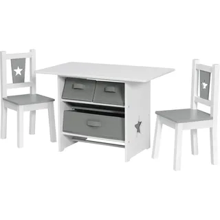 Kindersitzgruppe Kindermöbel aus MDF Kindertisch+ Kinderstühle Set Grau