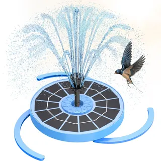 AISITIN Solarbrunnen für Draussen, 3,5W Blau Glasscheibe Solar Wasserpumpe | Solar Springbrunnen für Außen mit Verschiedene Sprüh Effekten, Solar Schwimmender Fontäne Pumpe für Garten, Teich,Vogeltränke