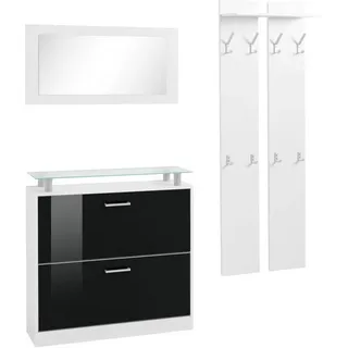 borchardt Möbel Garderoben-Set Finn, (Set, 3-St), mit Glasablage schwarz