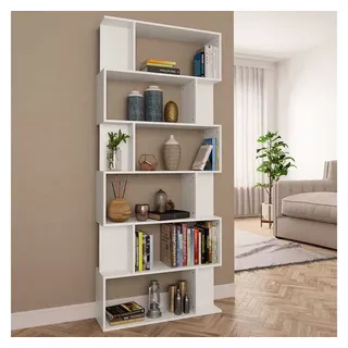 furnicato Bücherregal Weiß 80 x 24 x 192 cm aus Holzwerkstoff, 1-tlg., Regalwand mit 18 Fächern als Raumteiler für Flur und Wohnbereiche weiß