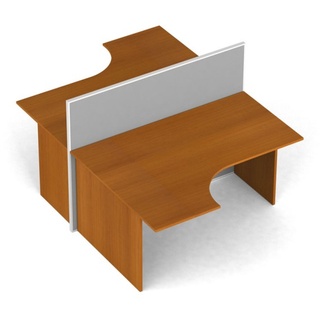 Tischtrennwand-Set mit ergonomischem Tisch PRIMO, offen, Textil, 2 Plätze, Kirschbaum