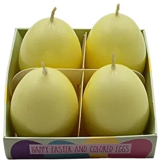 Dekohelden24 Formkerze Osterkerzen in verschiedenen Varianten (4-tlg), Pastellfarben, ideal für Ostern gelb