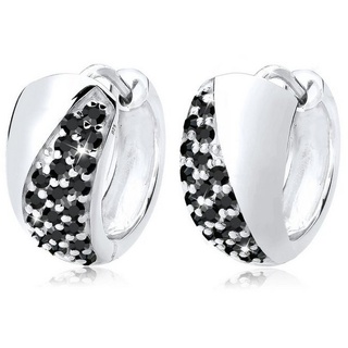 Elli Paar Creolen Creolen Elegant Kristalle Silber schwarz|silberfarben