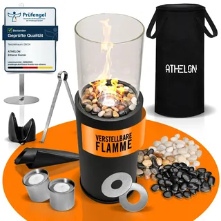 ATHELON® Ethanol Kamin freistehend Outdoor & Indoor Standkamin incl. Dekoration
