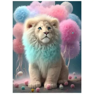 Tomoyuki 5D Diamond Painting Kit, DIY Diamant Painting Bilder, Diamant Strass Kristall Kreuzstich Painting Malen nach Zahlen für Kinder Erwachsene Zuhause Wanddekoration (D-Löwe)