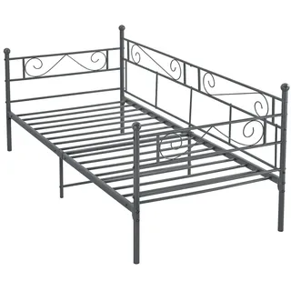 Décoshop26 - Dunkelgraues Metall-Tagesbett mit Metalllattenrost 90 x 200 cm 03_0004910