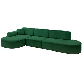 altdecor Ecksofa Velours 4-Sitzer Dunkelgrün