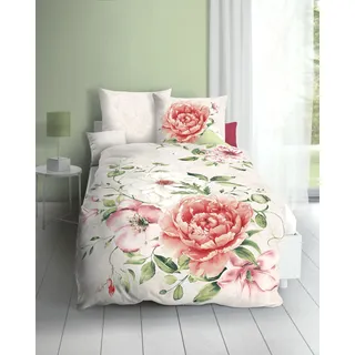 KAEPPEL Blushing Rose Blumen Rosa 135 x 200 cm + 80 x 80 cm