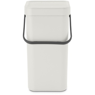 Brabantia - Sort & Go Abfallbehälter 12L - Mittelgroßer Recyclingbehälter - Tragegriff - Pflegeleicht - Auch für die Wandmontage Geeignet - Küchenmülleimer - Light Grey - 20 x 25 x 35 cm