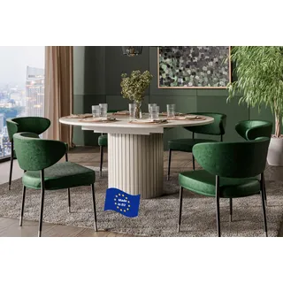designimpex Design Esstisch rund DO-9 Cashmere ausziehbar 120 cm bis 160 cm runder Esszimmertisch Küchentisch Funktionstisch oval Kitchen Table Esszimmer Dining Table Ausziehtisch
