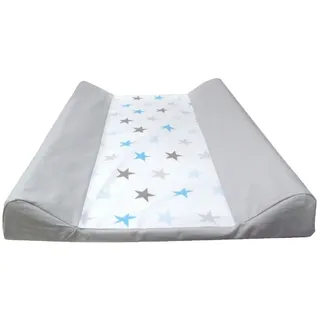 Babymajawelt Wickelauflage Wickeltischauflage - 2 Keil Mulde Sterne "BiG STARS" 50x70 cm (Wickelauflage und Bezug, 2-tlg., Set), Made in EU, Abwaschbar, Bezug abnehmbar blau