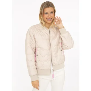 Zwillingsherz Bomberjacke ZWILLINGSHERZ "Be Happy", Damen, Gr. XXL, new beige, Steppware, Obermaterial: 100% Polyester, regular fit kurz, angesetztes Bündchen, Jacken Bomberjacke, modisch, Kontrastdetails, regular fit, langärmelig, mit Herzsticker