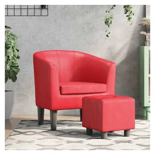 furnicato Cocktailsessel Clubsessel mit Fußhocker 70x56x68 cm Rot (1-St), Gepolsterter Einzelsessel mit Fußhocker für dein Wohnzimmer rot