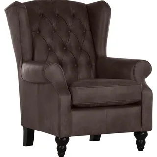 GUTMANN FACTORY Ohrensessel Amazonas Anilinleder 83 x 102 x 89 cm Braun