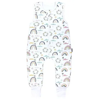 TupTam Baby Schlafsack Ganzjahresschlafsack mit Beinen Regenbogen Herz Wolken 2,5 TOG 68/74