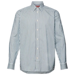 Esprit Langarmhemd Hemd mit Streifen, 100% Baumwolle grau