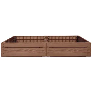 FIXKRAFT Niedriges Kräuterbeet Pflanzenbeet 149x75 cm Kinder Hochbeet Mini Tiefbeet für Kräuter Frühbeet Tomaten Gemüse Blumenbeet Kunststoff Garten (Braun, Rechteckig)