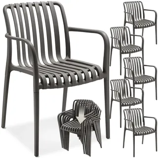tectake® Gartenstühle stapelbar, Gartenmöbel Set, Balkon Möbel, Bistro Set, Sessel, Outdoor Möbel, Balkonmöbel, Terrassenmöbel - anthrazit, 6er Set