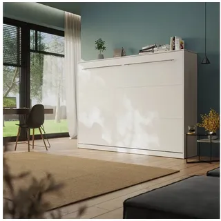SMARTBett Schrankbett Standard 140x200 cm cm Horizontal Weiß Gasdruckfedern