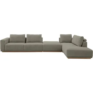 Musterring Wohnlandschaft MUSTERRING, olive, B:395cm H:78cm T:202cm, 100% Polyester, Sofas, Wohnlandschaft, Anreihsofa mit Armlehne links, Eckteil rechts mit Kissen & Hocker
