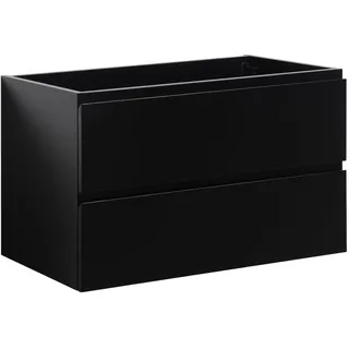 WASCHBECKENUNTERSCHRANK Angela 2 Schubladen Schwarz Matt - 80 x 48 x 50 cm