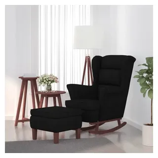 furnicato Schaukelsessel Schaukelstuhl mit Hocker Schwarz Samt 78x93x97 cm Massivholz (1-St), Bequemer Sessel mit Armlehnen und Schaumstoffpolsterung für Wohnzimmer schwarz