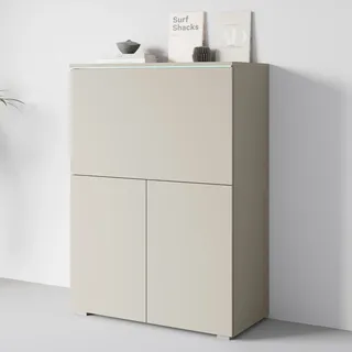 Home Affaire PC-Schrank HOME AFFAIRE "Vera, Sekretär, Home-Office-Schreibtisch mit LED-Beleuchtung", beige (kaschmir), B:90cm H:125,1cm T:42cm, Sekretäre, Multifunktional mit Stauraum, klappbare Tischfläche, LED, B 90 cm