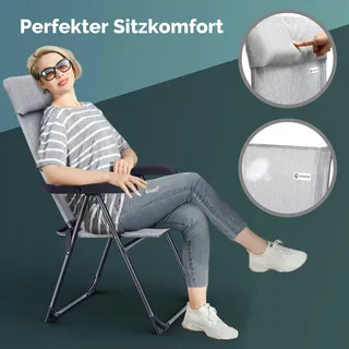 CASARIA Gartenstühle Set Grau meliert Alu Klappbar