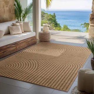 Carpettex Outdoor Teppich 240x340 cm Skandi Boho Wetterfest Natur Optik