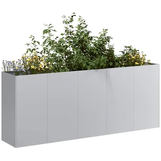 vidaXL Garten-Hochbeet verzinkter Stahl rechteckig 200 x 40 x 80 cm Silber 