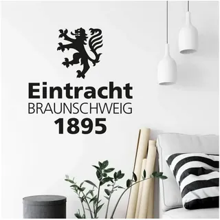 Eintracht Braunschweig Wandtattoo Fußball Wandsticker Eintracht Braunschweig 1895 Schriftzug Löwe, Wandbild selbstklebend, entfernbar schwarz 70 cm x 70 cm