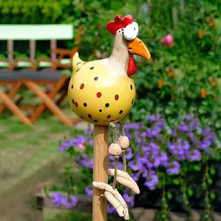 Kamndex Huhn Gartendeko, Harz Hahn Deko Ornament Handarbeit Gartenstatuen Dekorative Hen Yard Dekor Geschenk Animal Figurine Farmhouse Garden Stake für Haus Andenken (Yellow)