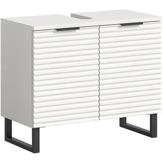 xonox.home Waschbeckenunterschrank Riff Weiß Nachbildung 59 cm x 70 cm x 34 cm