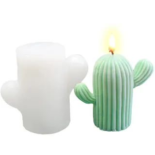 Kaktus-Silikon-Kerzenform, Silikon-Kerzenformen – Kakteen-Form 3D für Fondant, Blütenpaste, Schokolade, Duftkerzen, handgefertigte Seife Keloc