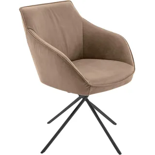 Koinor Armlehnstuhl, Schwarz, Beige, Metall, Leder, Echtleder, Büffelleder, Rundrohr, Drehkreuz, 60x84x67 cm, Goldenes M, Dgm, Lederauswahl, Stoffauswahl, Typenauswahl, Gestellauswahl, automatische Rückholfunktion, Sitzfläche 320° drehbar, Esszimmer, Stühle, Esszimmerstühle, Armlehnenstühle