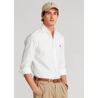 Polo Ralph Lauren für Herren. 710772290003 Custom Fit Oxford Hemd weiß (S), Lässig, Baumwolle, Langarm