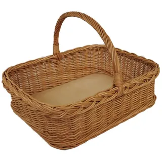 Weidentablett mit Henkel Braun Natur Rechteckig ca. 52x40x35 cm