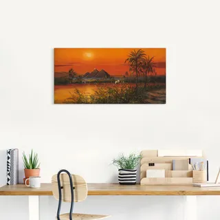 Wandbild ARTLAND "Pyramiden" Bilder Gr. B/H: 100 cm x 50 cm, Leinwandbild Afrika, 1 St., orange Kunstdrucke