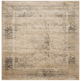 SAFAVIEH Traditionell Teppich für Wohnzimmer, Esszimmer, Schlafzimmer - Vintage Collection, Kurzer Flor, Warmes Beige, 200 X 200 cm