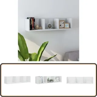 CD-Wandregal Hochglanz-Weiß 75x18x18 cm Holzwerkstoff - cd Regal - Wandregal - Holzregal - Schallplatte Regal - Musikaufbewahrung