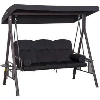 Outsunny Hollywoodschaukel Schwarz 3-Sitzer